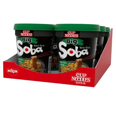 NISSIN Soba Big Teriyaki Instant Wok Style Noodles, 113 g Pot (Pack of 6)