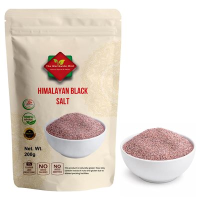 Himalayan Black Salt 200g - Kala Namak Perfect for Indian Cooking, Vegan Dishes, Tofu, Chaats, Raitas, Salads & Seasoning, 84+ Minerals - Black Himalayan Salt