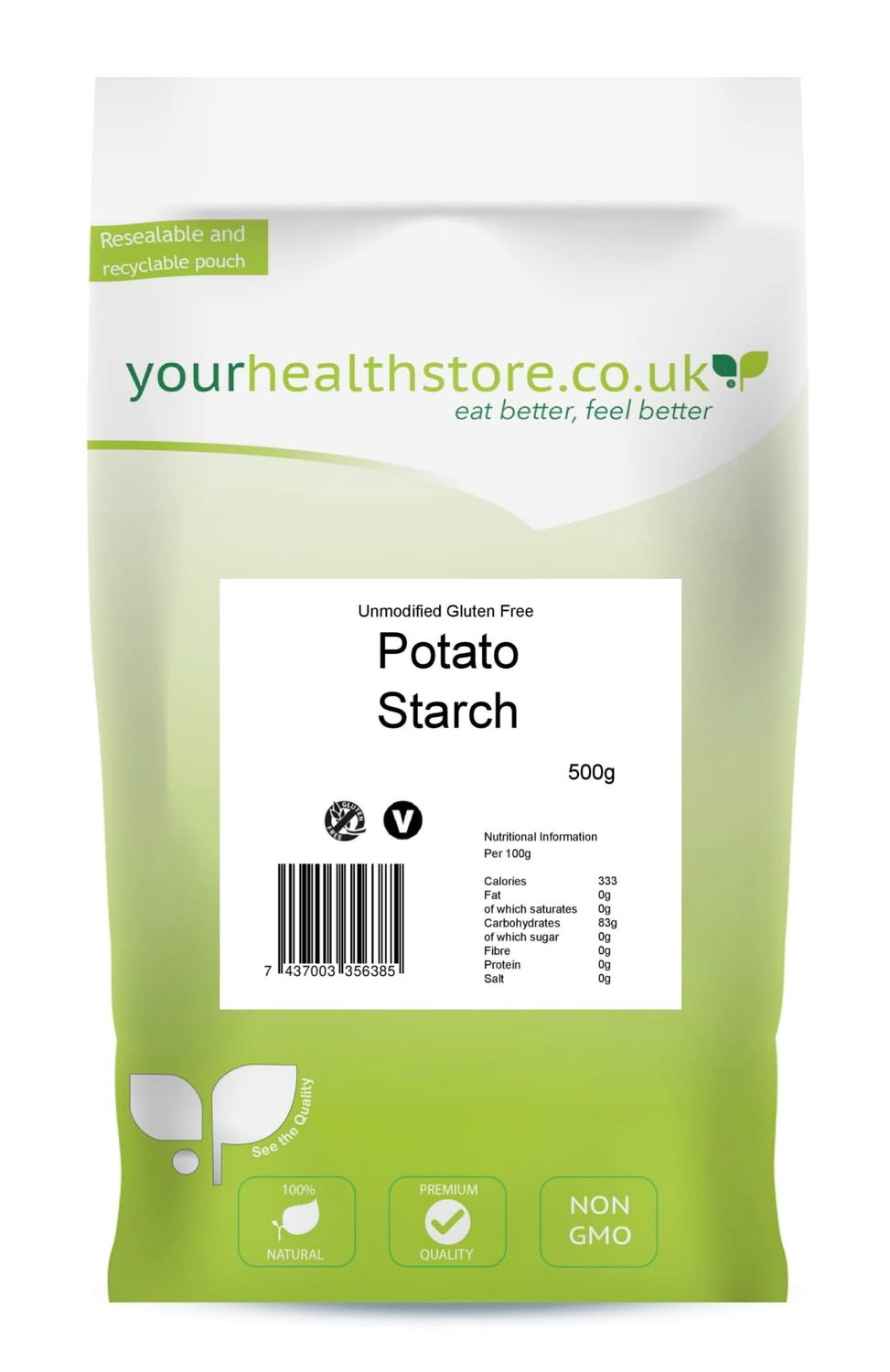 yourhealthstore Unmodified Potato Starch 500g, Gluten Free, Non GMO.