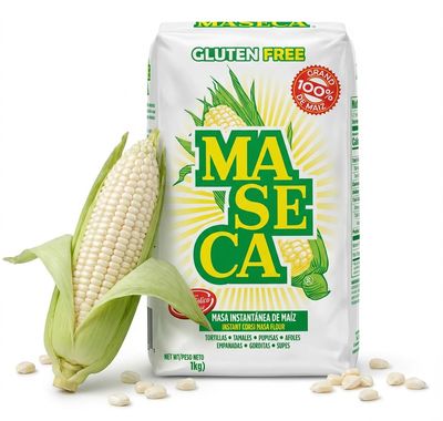 Maseca White Corn Flour 1kg - Gluten Free Masa Harina for Tortillas, Tacos &amp; Mexican Cooking - Nixtamalized Corn Tortilla Flour with Folic Acid - Authentic Masa Harina + Cheeroo Magnet