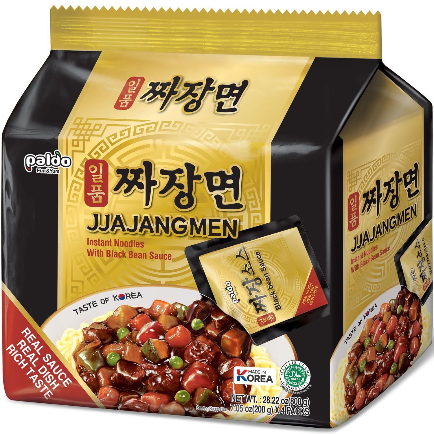 Paldo Ilpoom Jia Jangmen (Chajang Noodle) 200g (Pack of 4)