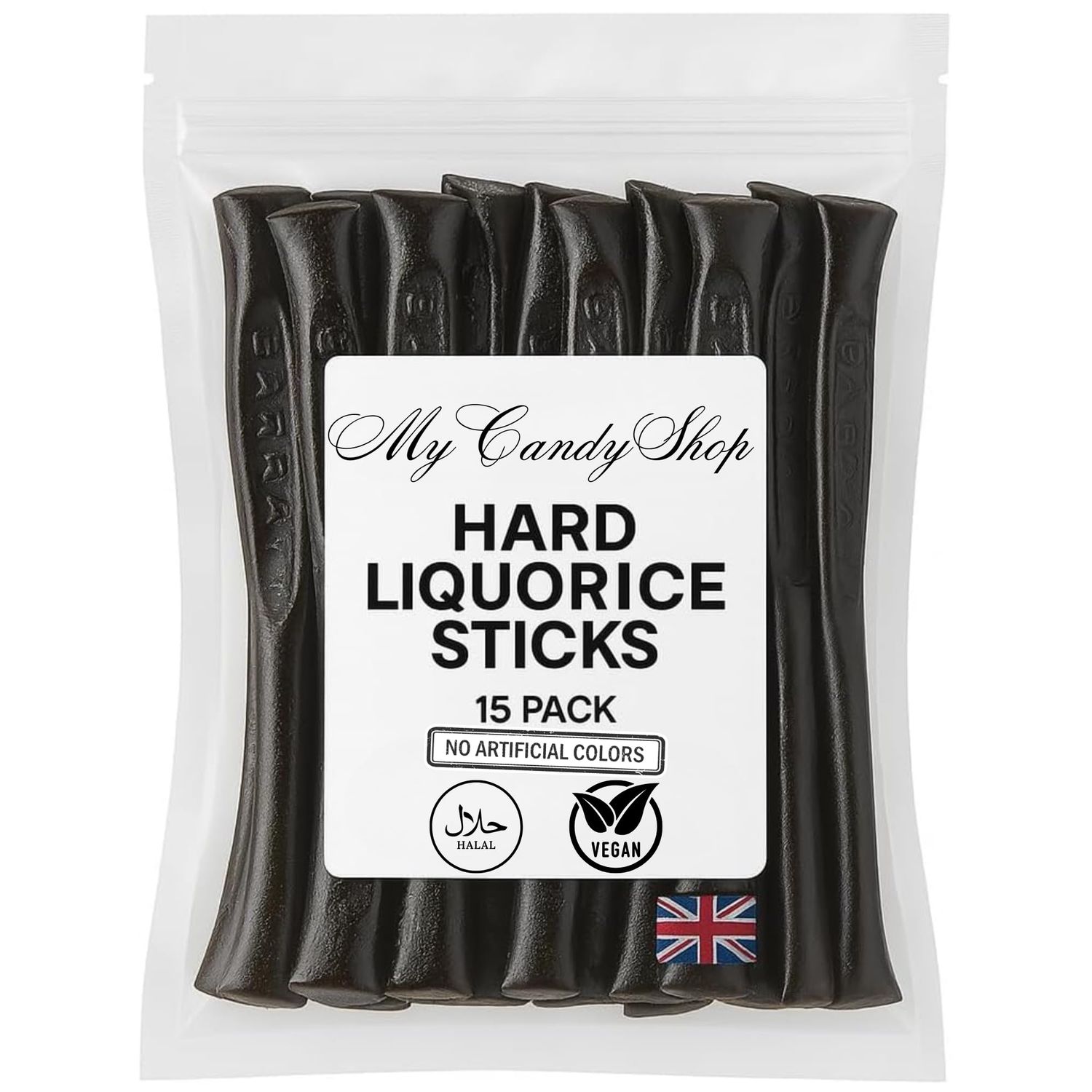 Hard Liquorice Sticks x15 - Classic Retro Sweets with Rich Flavour - Traditional Chewy Black Licorice Candy - Vegan &amp; Halal Sweets - Old Fashioned British Confectionery for Candy Lovers &amp; Gifting