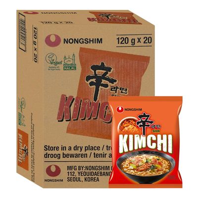 Starry Mart Nong Shim SHIN KIMCHI Ramyun Ramen Noodles 120g (Box of 20 Packets),120 g (Pack of 1)