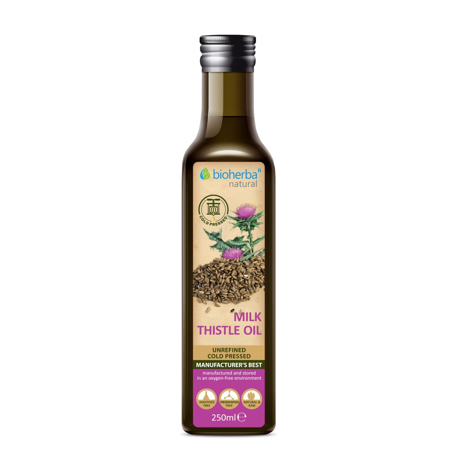 Milk Thistle Oil 250 ml - Cold-Pressed Seed Oil by BIOHERBA (250)