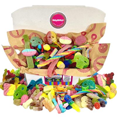 Rubydoobys Vegan Sweets Gift Box- Vegetarian Pick and Mix - Fizzy, Sour & Non Fizzy Birthday, Christmas & Thank You Halal Sour Gifts Sweet Hamper Treat
