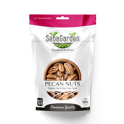 Seba Garden Pecan Nuts Halves 1kg, 2.2lbs Unsalted, Naturally Gluten Free, No Preservatives, Non-GMO, Keto, Paleo, Vegan Friendly