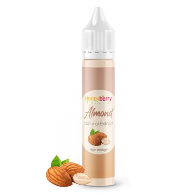 HONEYBERRY Natural Almond Extract 30ml - Professional-Grade Highly Concentrated Flavouring Essence - Pure Liquid Extract for Baking, Cooking, Drinks & More - No Artificial Additives