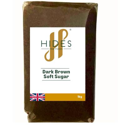 Hides Fine Foods - Dark Brown Soft Sugar 1kg - GMO - Free - Suitable for Vegetarians - Baking - Cookies - Caramel - Pies - Brownies - Desserts - Cooking
