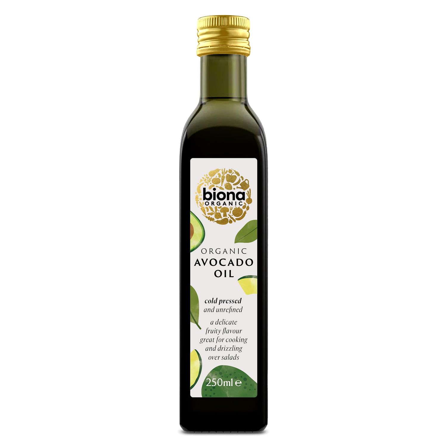 Biona Organic Avocado Oil, 250ml - Pressed From Organically Grown Avocados - Cold-Pressed and Unrefined - Delicate Fruity Flavour - For Everyday Cooking and Salads