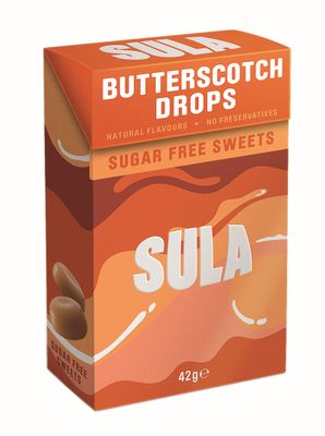 Sula Butterscotch Drops, Sugar Free Boiled Sweets with Natural Flavours, 42 g (Pack of 14)