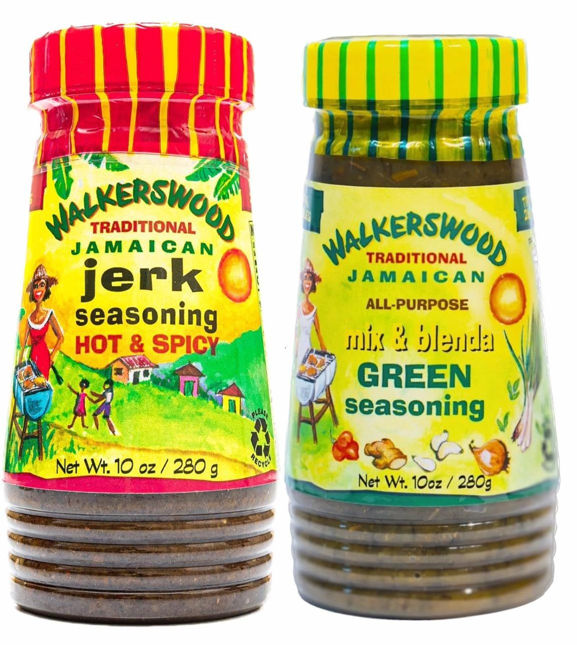 Walkerswood Jamaican Seasoning Combo (Jerk Hot&amp;spicy, Green Seasoning All Purpose) 280g