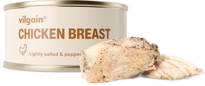 Vilgain Chicken Breasts With Salt And Pepper (100 g) - Lean High Protein Canned Poultry Meat, 98% Chicken, Skinless Breast In Water, Low Fat, Ready To Eat Healthy Meal Base