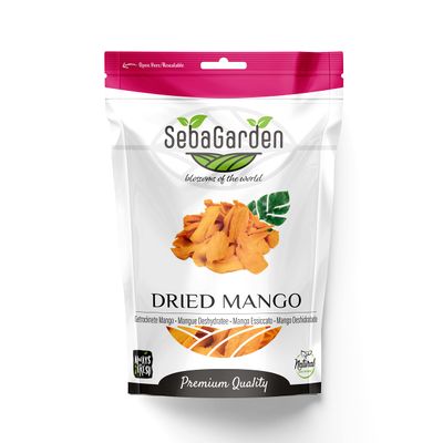 Seba Garden Dried Mango Slices 1kg- Choose Great, Big Strips, No Artificial Coloring, South African Dried Mango Strips- Ziplock Bag