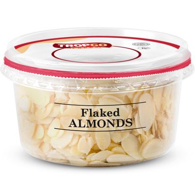 Tropgo Flaked Almonds 140g - Finely Sliced Almond Nuts in a Resealable and Recyclable Tub - Unsalted Peanut Flakes - Protein and Fibre Rich Guilt Free Nut Snack - Healthy Snack for All Ages (1-Pack)