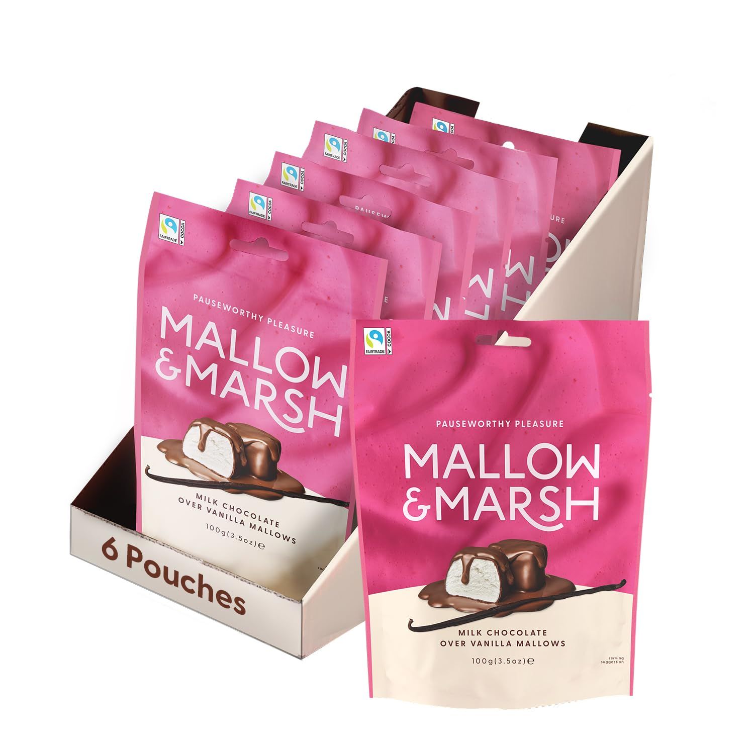 Mallow &amp; Marsh Vanilla Coated in Milk Chocolate Marshmallow Sharing Bag - Multipack - 6 x 100g