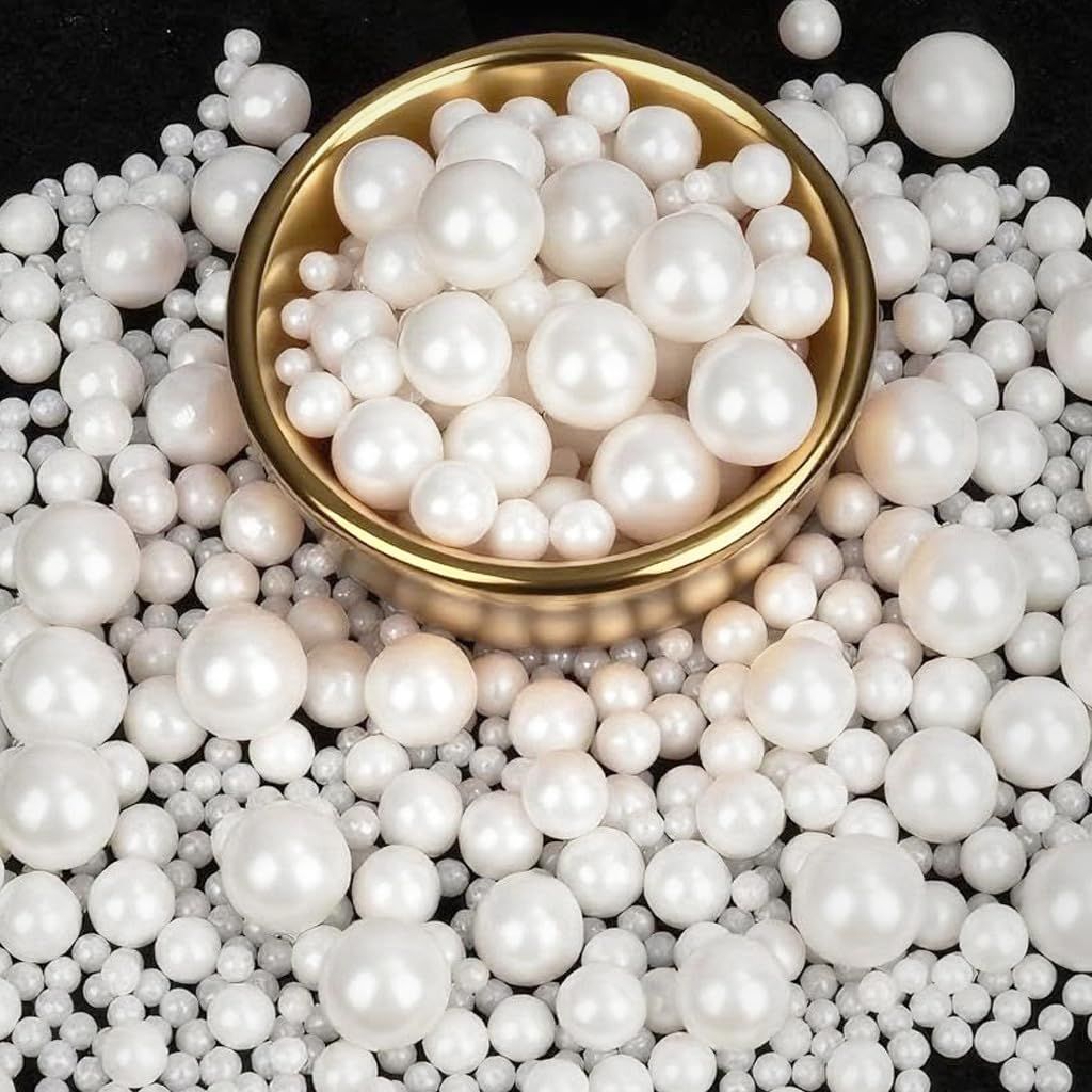 Lozadia 100g Edible Easter Sprinkles Metalic Pearl White Sprinkles Of Cake Sprinkles, Edible Cake Decorations, Sugar Balls for Cupcake Cakes On Baby Shower Birthday Wedding Party (White)