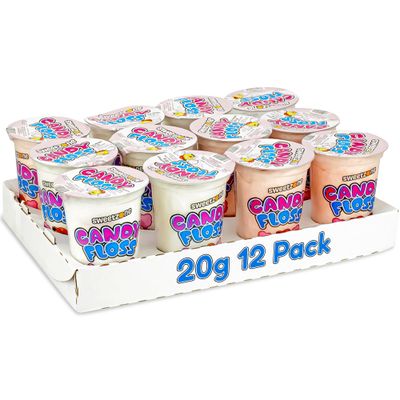 Sweetzone Candy Floss Halal Sweets Tub 20g x 12 Pack, Sweets Bulk, Retro Sweets, Cotton Sweets, Sweet Box, Bulk Sweets, Candy for Sweet Bags, Sweet Tub Delight, Bulk Candy