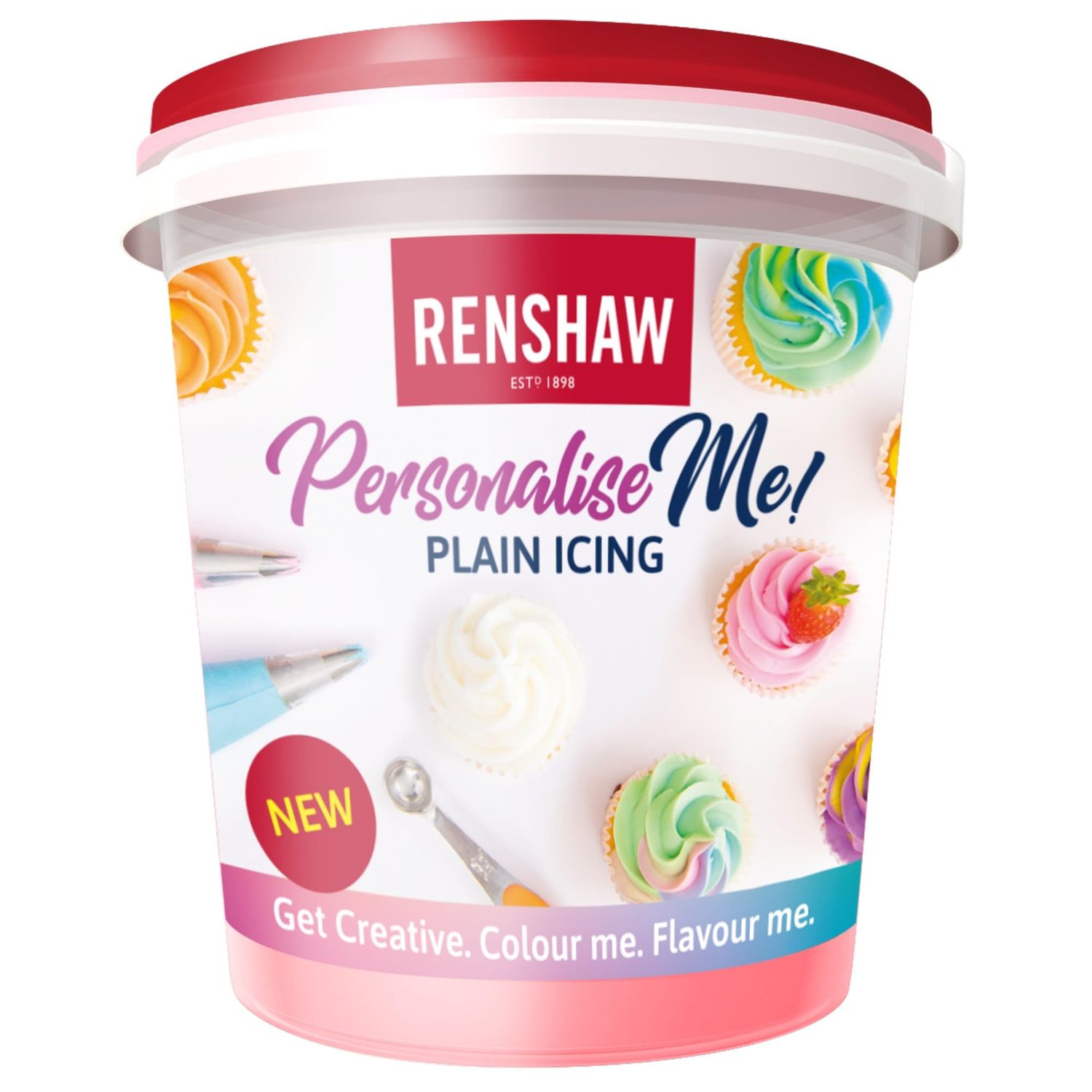 Renshaw Vegan Buttercream Style Soft Icing - Personalise Me! Unflavoured White Plain Icing, 400 g (Pack of 1)