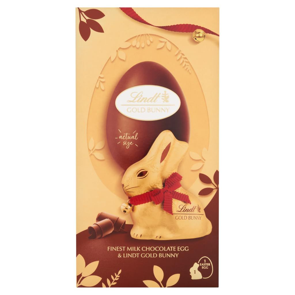 Lindt Gold Bunny Egg Milk Chocolate Easter Bunny 195g - Iconic Foil Wrapped Bunny Made from Premium Swiss Chocolate - Perfect for Easter Celebrations - Easter, gift