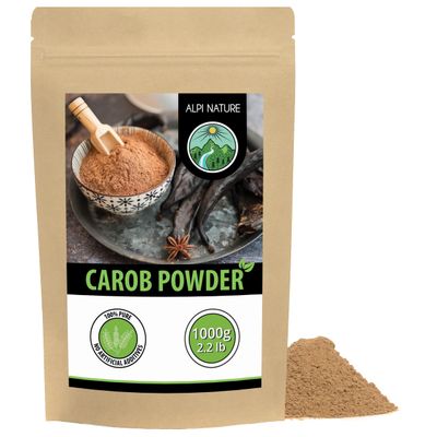 Alpi Nature Carob Powder 1kg 2.2 lb, Dried and Ground Carob pods, Natural Sweetener for Baking