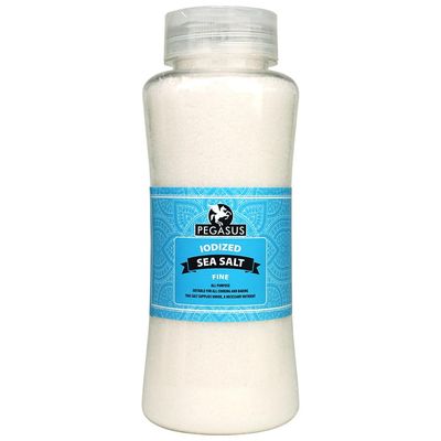 Pegasus Iodized Fine Sea Salt 800g, All-Purpose Cooking Salt, Fine Grain for Everyday Seasoning, Baking and Food Preparation, Resealable Bottle, (Pack of 1)