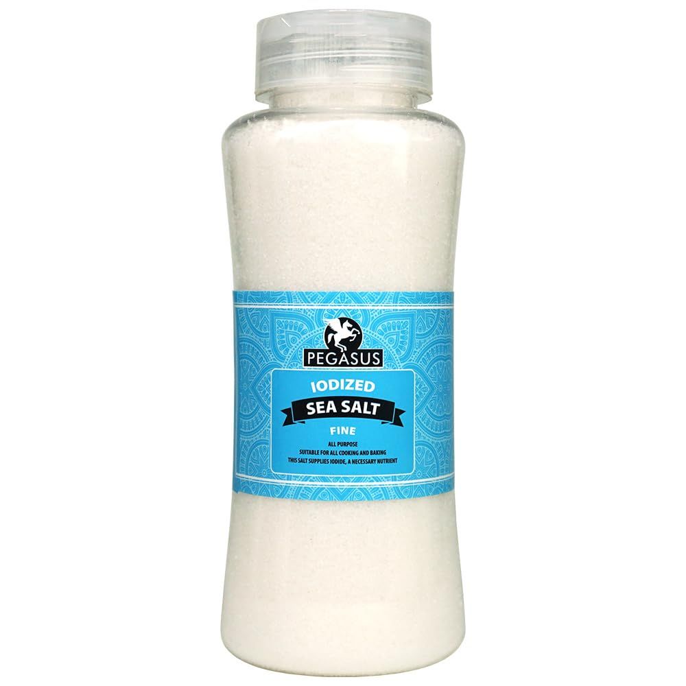 Pegasus Iodized Fine Sea Salt 800g, All-Purpose Cooking Salt, Fine Grain for Everyday Seasoning, Baking and Food Preparation, Resealable Bottle, (Pack of 1)