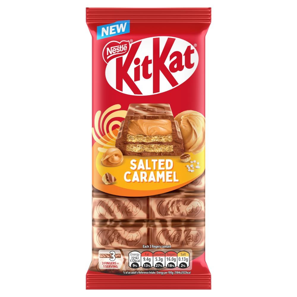 KitKat Salted filled Caramel Milk Chocolate Crispy Wafer Sharing Bar, 99g