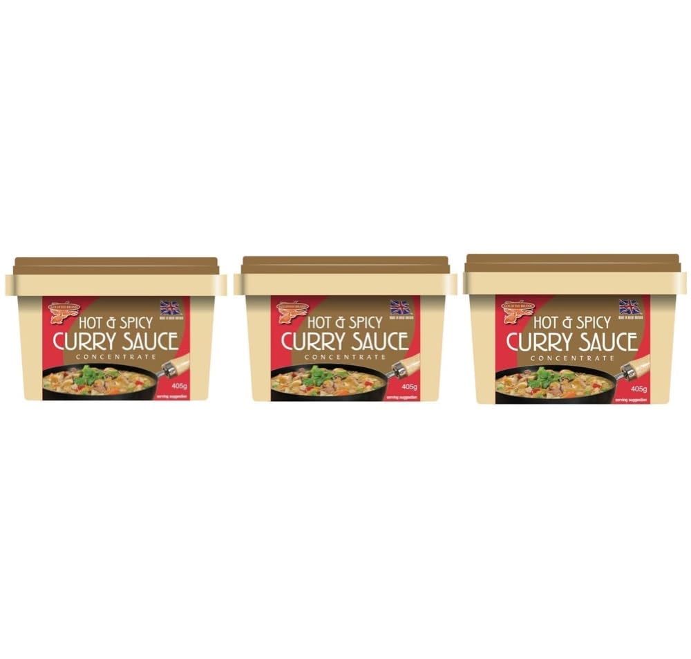 Hot &amp; Spicy Curry Sauce Paste 405g (Pack of 3) Authentic Fiery Flavors Ready-to-Use Curry Paste for Quick and Delicious Meals