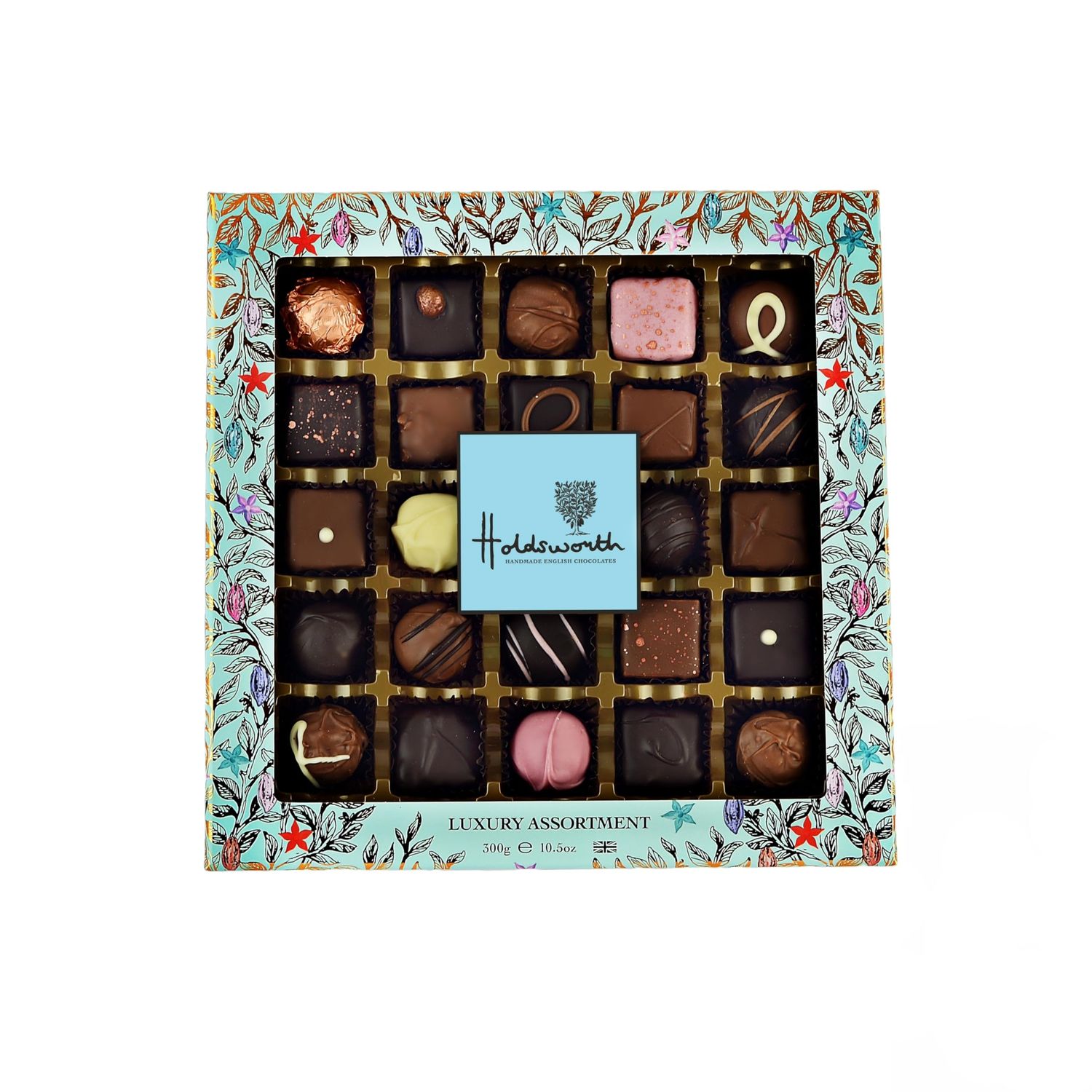 Holdsworth Chocolates Gift Box Luxury Assortment - Classic Chocolate Gift Set with Handmade Truffles &amp; Assorted Milk, Dark &amp; White Chocolates 300g