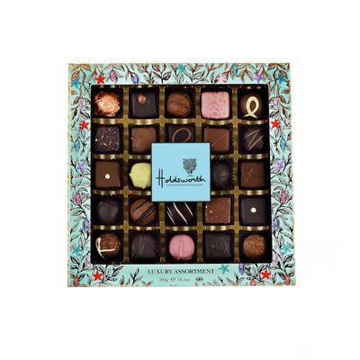 Holdsworth Chocolates Gift Box Luxury Assortment - Classic Chocolate Gift Set with Handmade Truffles & Assorted Milk, Dark & White Chocolates 300g
