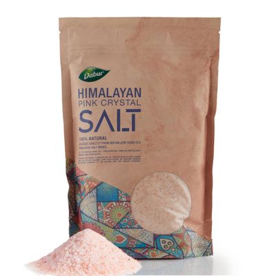 Dabur Himalayan Pure Pink Salt - 1kg (Fine) 100% Natural With Vital Nutrients Premium Unrefined Gluten Free Halal - Kosher Certified Salt For Good Health & Lowering Blood Pressure