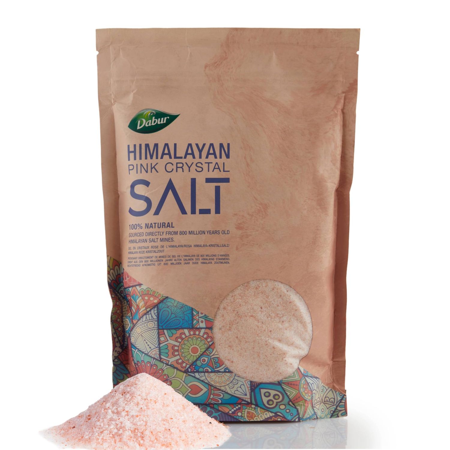 Dabur Himalayan Pure Pink Salt - 1kg (Fine) 100% Natural With Vital Nutrients Premium Unrefined Gluten Free Halal - Kosher Certified Salt For Good Health &amp; Lowering Blood Pressure