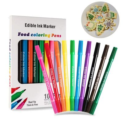 Edible Markers 10 Pack for Cakes &amp; Cookies - Food Colouring Pens for Baking, Icing, Fondant &amp; Cupcake Decorating, Food Grade Edible Ink Pens