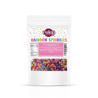Rulop Dairy Free Rainbow sprinkles 500g, Colourful Sugar Strands That Are a Tasty and Exciting Option For Topping Cakes, Ice Cream and Cookies