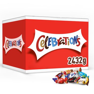 Celebrations Chocolate Bars Multipack Bulk Box 2.4kg- Assorted Mini Milk Chocolate Bars &amp; Sweets Variety Pack with Mars, Twix, Snickers, Bounty &amp; Galaxy, Chocolate Gift, Sharing Snacks &amp; Hamper Filler