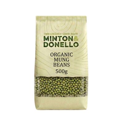 Minton & Donello Organic Mung Beans 500g - Versatile Green Gram for Soups, Curries & Salads, Naturally Protein-Rich, Wholesome Pantry Staple for Healthy Everyday Cooking