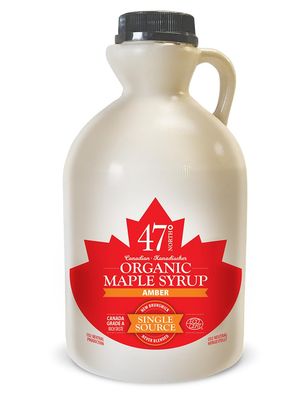 47° North Canadian Organic Maple Syrup, Single Source, Grade A, Amber Rich 1000ml vegan, gluten free for pancakes, dressing, joghurt, coffee