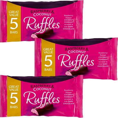 Chocolate Ruffle Bundle Consisting of Raspberry &amp; Coconut Ruffles 5 bars 130g (3 Pack)