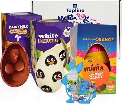 Easter Eggs Chocolate Hamper for Easter Gifts - Pack of 3 Dairy Milk Chocolate Mini Eggs 97g, Milk Buttons 98g, Caramel Nibbles 96g - Chocolate Gift for Kids Easter Egg Hunt