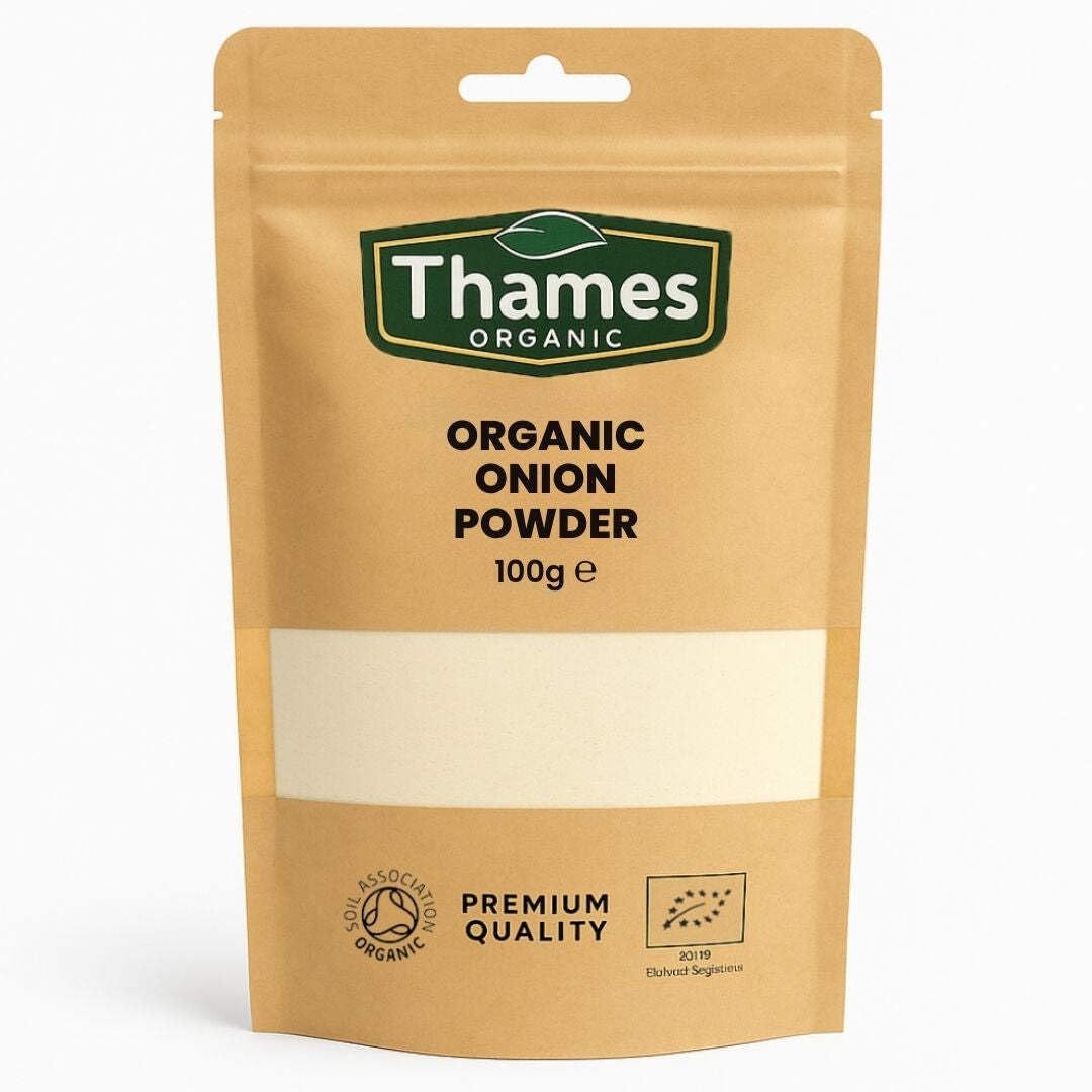 Organic Onion Powder - 100g of Flavorful &amp; Versatile Seasoning - No Additives, No Preservatives - Vegan, Non-GMO, Certified Organic - Perfect for Cooking, Baking, and Seasoning - Thames Organic