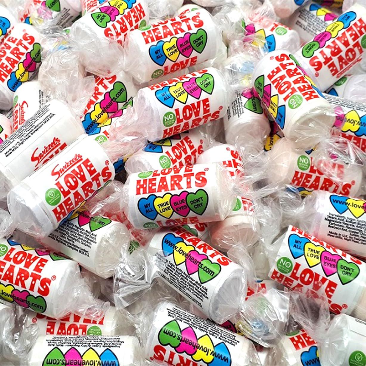 Love Heart Sweets Mini Rolls x 50 Love Heart Sweets 50 Pack Bulk Bag Assorted Pick and Mix for Parties, Gifts, and Sharing.