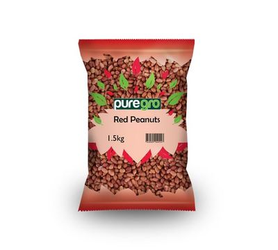 Puregro Red Peanuts 1.5kg (PACK OF 1) Mani Roj Red Skin Peanuts Raw Whole Skinned Peanuts Premium Nuts.