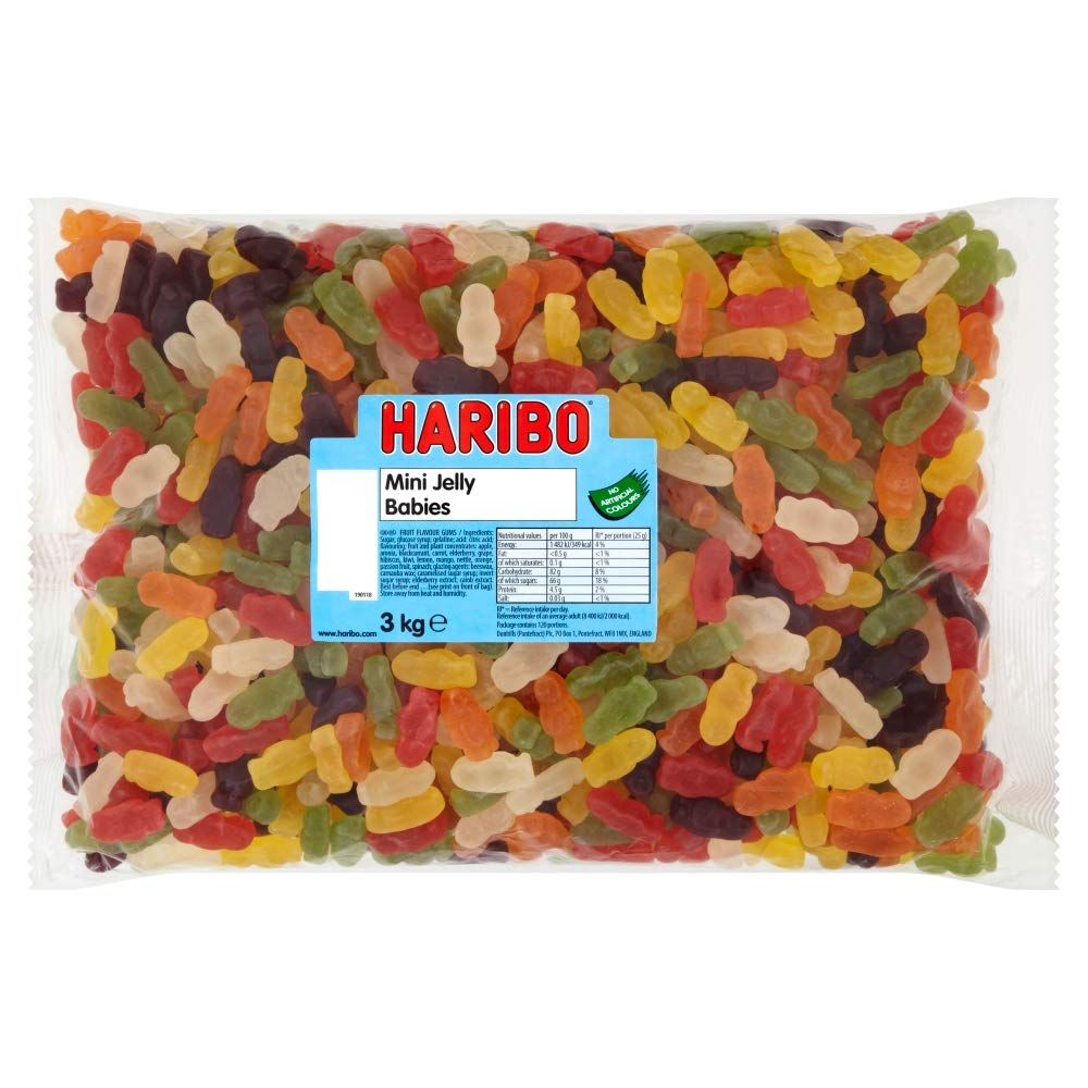 HARIBO Mini Jelly Babies - Soft and Fruity Gummy Sweets - 3kg Bulk Bag