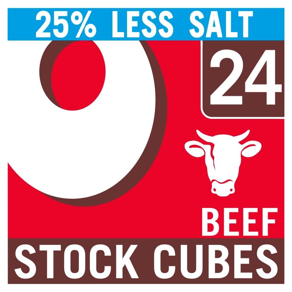 OXO 24 Reduced Salt Beef Stock Cubes - Big Flavour with Less Salt, Ideal for Hearty Meals, Gravy, Stews &amp; Holiday Cooking, 142 g (Pack of 1)