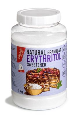 Castello since 1907 Natural Erythritol Sweetener - Granulated 10g = 7g of sugar Sugar Substitute - Keto and Paleo - 0 Glycemic - 0 Calories - 0 Net Carbs - Made by corn 100% Non-GMO - 1 kg
