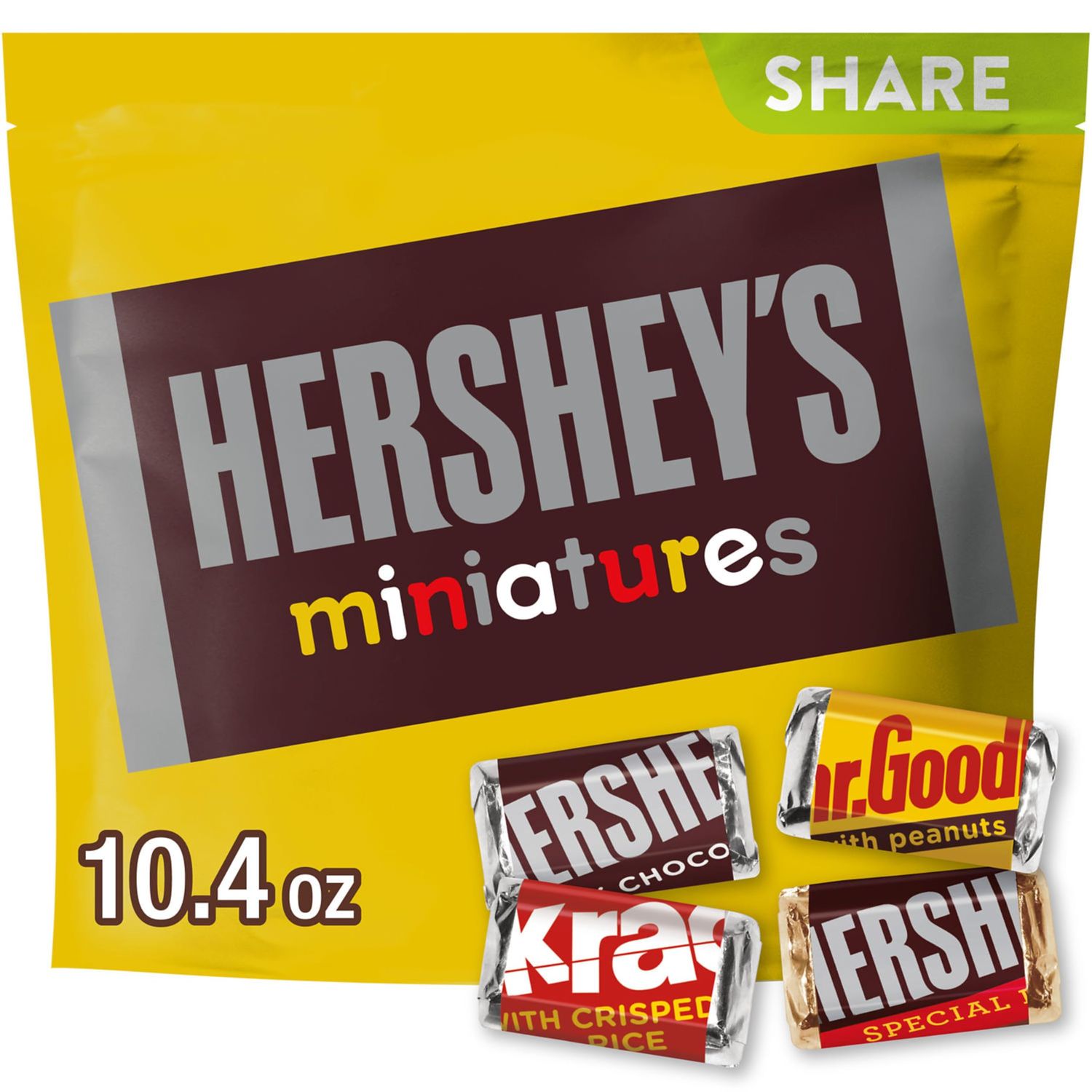 HERSHEY'S Miniatures Assorted Chocolate Candy Share Pack, 294g 10.4 oz