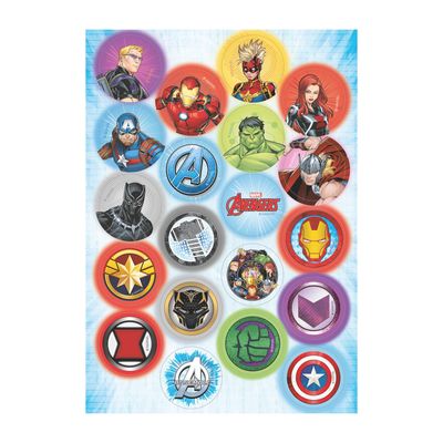 Dekora, Avengers, Mini Wafer Discs, Edible Decorations for Cupcakes, Cookies and Muffins, Perfect Party Supplies, 3,4 CM