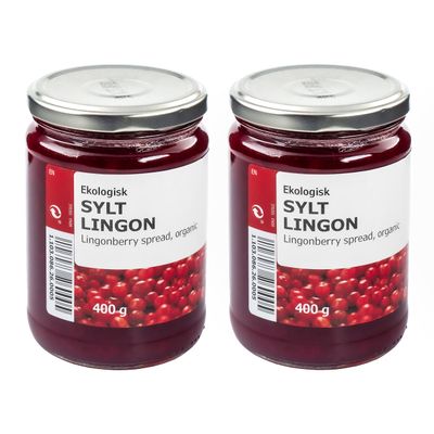 IKEA SYLT LINGON Swedish Lingonberry Fruit Spread, Organic - Set of 2 x 400g Jars