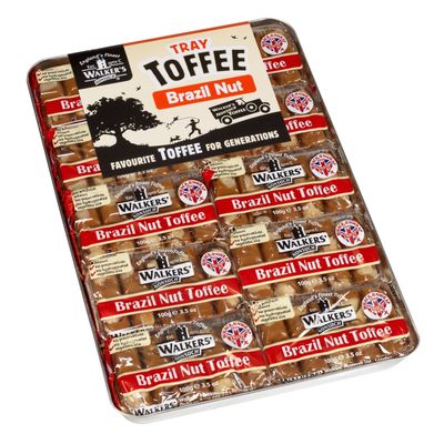 Walkers NONSUCH Brazil Nut Toffee Bars in Traditional Tin Tray 100 g (Pack of 10)