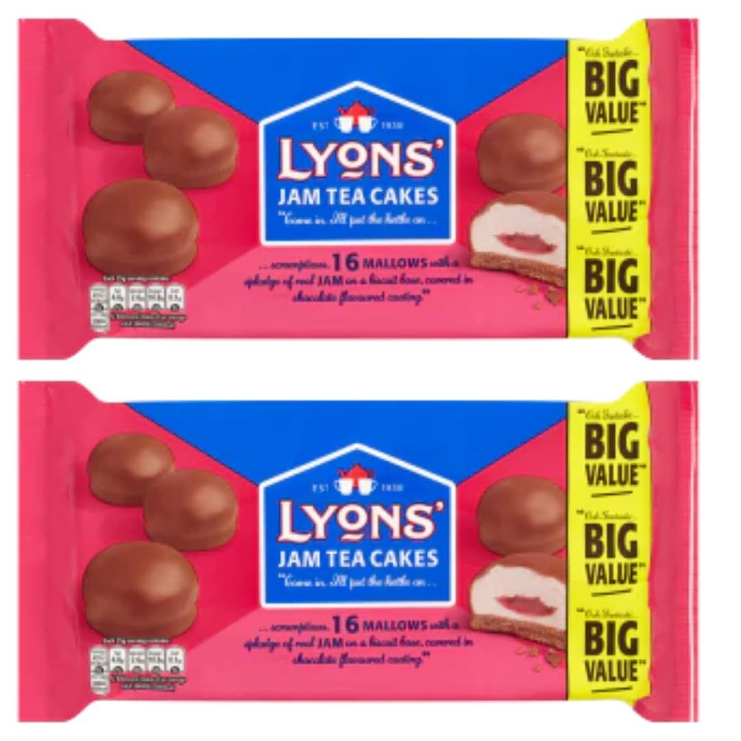 Marshmallow Chocolate Cake Bundle Containing Lyons Jam Tea Cakes 200g 16 Cakes (2 Pack)
